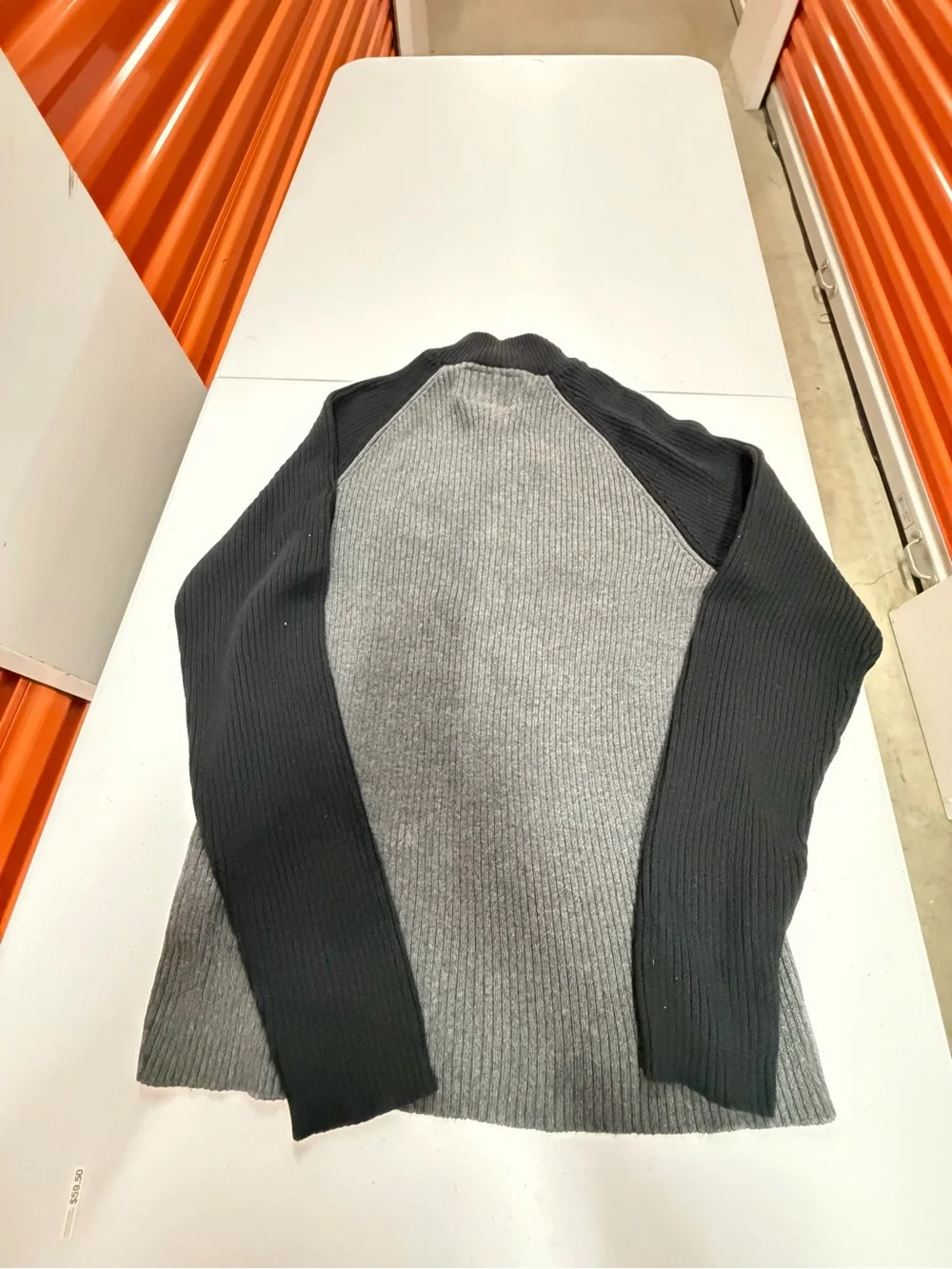 NWT Vintage Nautica Jeans Co Quarter Zip Rib Knit Sweater Gray Black XXL 2XL